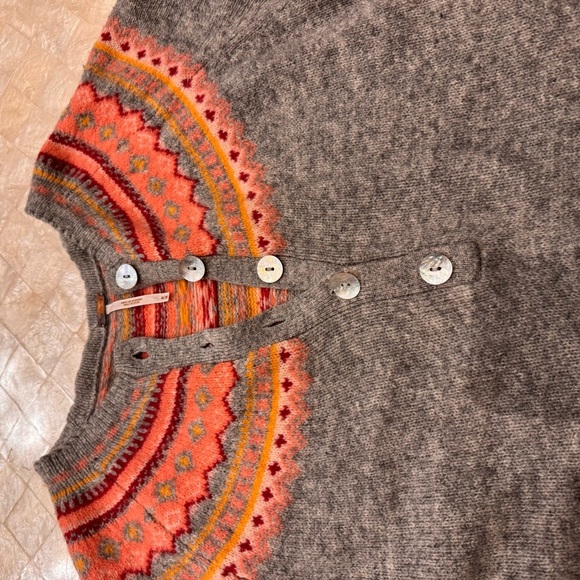 Free People Sweater dress mini knit fair isle Gray grey with Multicolor Accents - Picture 3 of 11